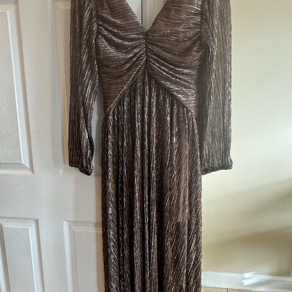 Petal & Pup Lustre Long Sleeve Midi Dress - Bronze (NWT) - Picture 3 of 5